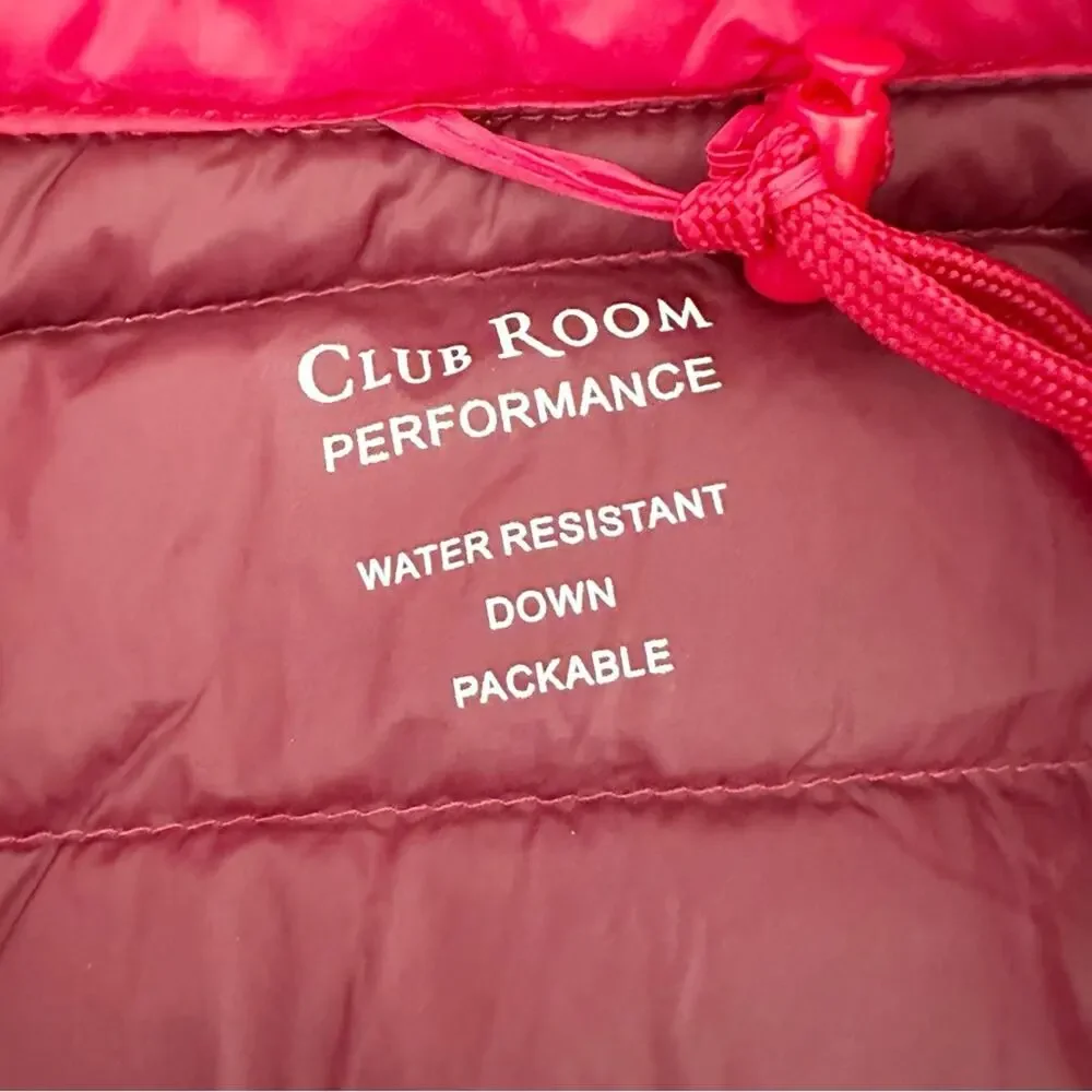 Club Room Performance Men's Quilted Packable Puffer Vest Down Red Size Small NEW